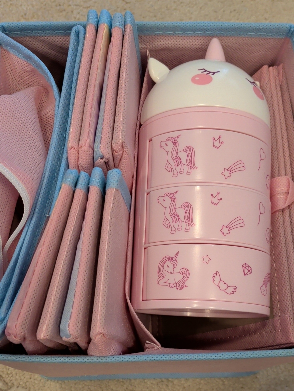 Miniso Unicorn Stackable Snack Container for Kids - Pink